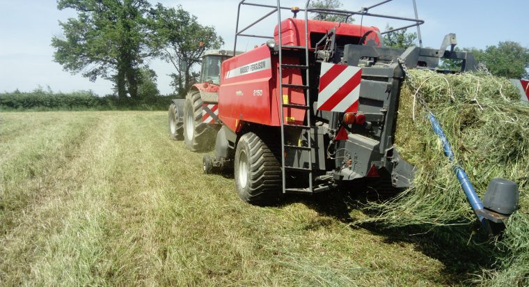 Tracteur et presse à balle carrée Massey Ferguson